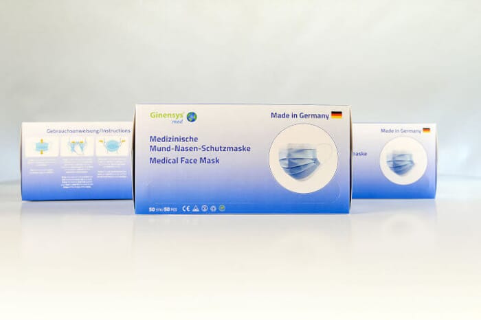 Medizinischer Mundschutz Made in Germany - 3-lagig - mit Gummizug - 50er Box - TYP IIR