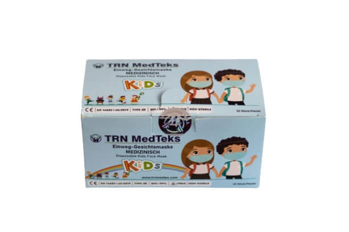 Medizinischer Mundschutz für Kinder - 3-lagig - mit Gummizug - 50er Box - TYP IIR - Blau