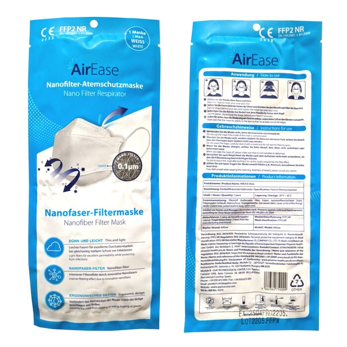 AirEase FFP2 Nanofilter Atemschutzmaske