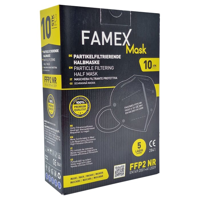 Famex FFP2 Atemschutzmasken 10 Stück Schwarz