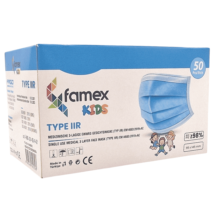 Famex medizinische Kindermaske Blau 50 Stück