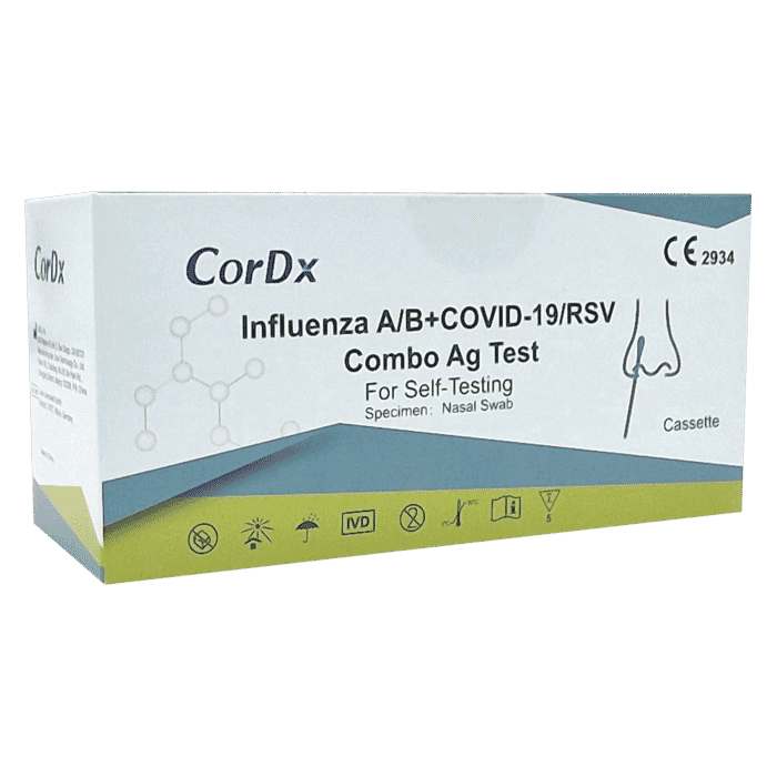 CorDx Influenza A/B + Covid-19 + RSV Combo Ag Test 5x